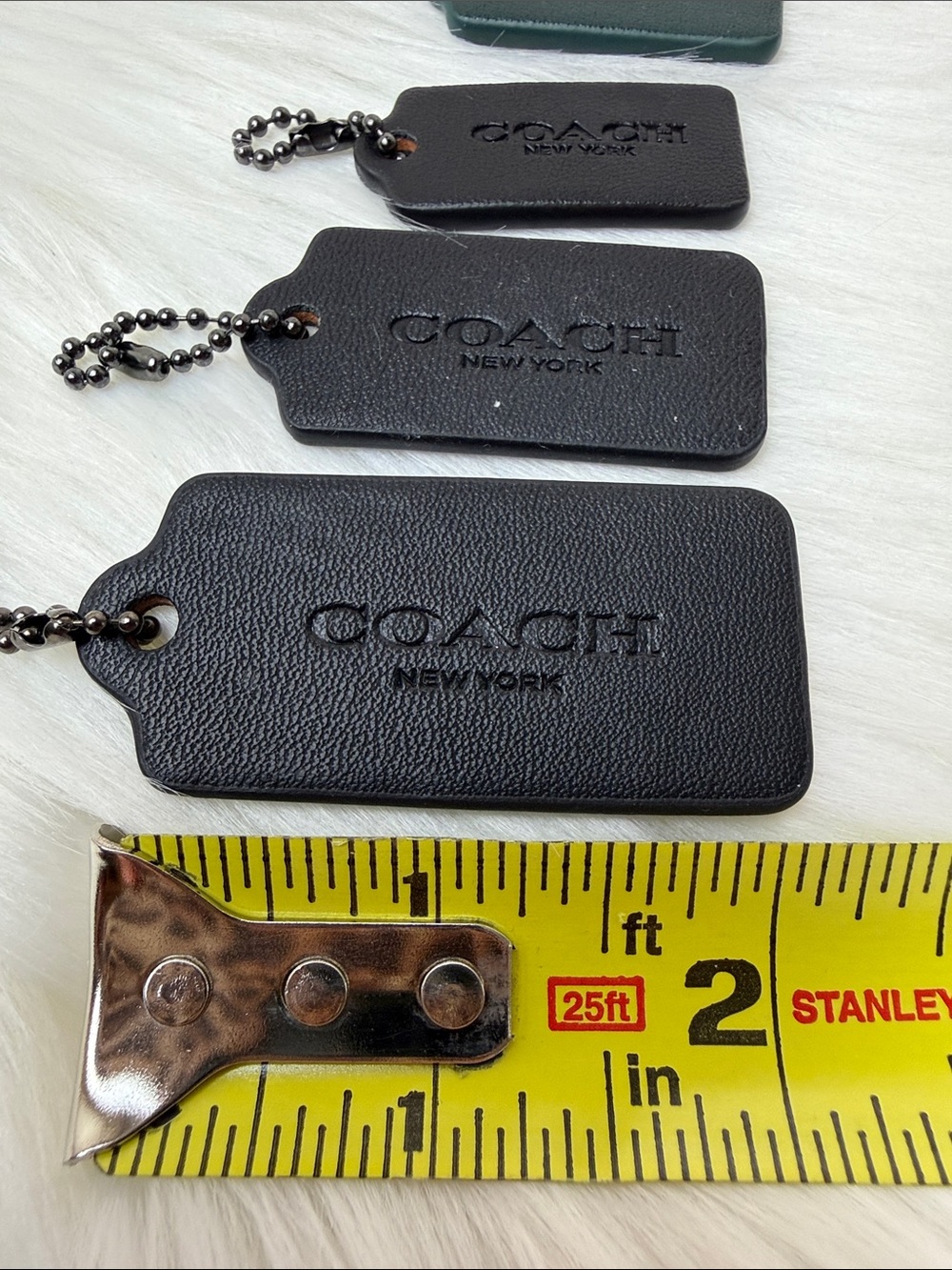 Coach Leather Bag Tags in Black and Dark Green - Set of 4 - Picture 4 of 8